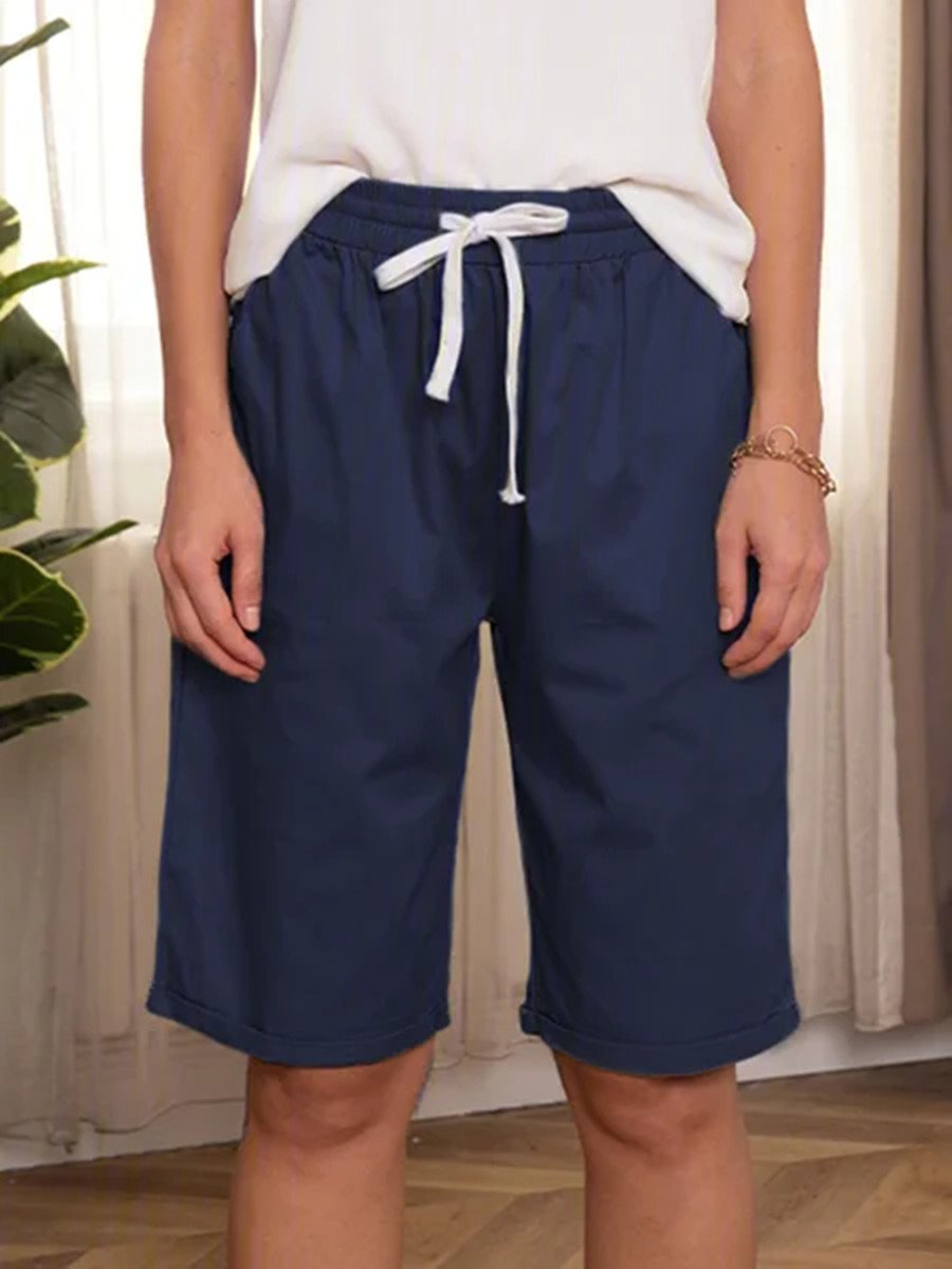 Summer Casual Solid Color Five-Part Pants For Women