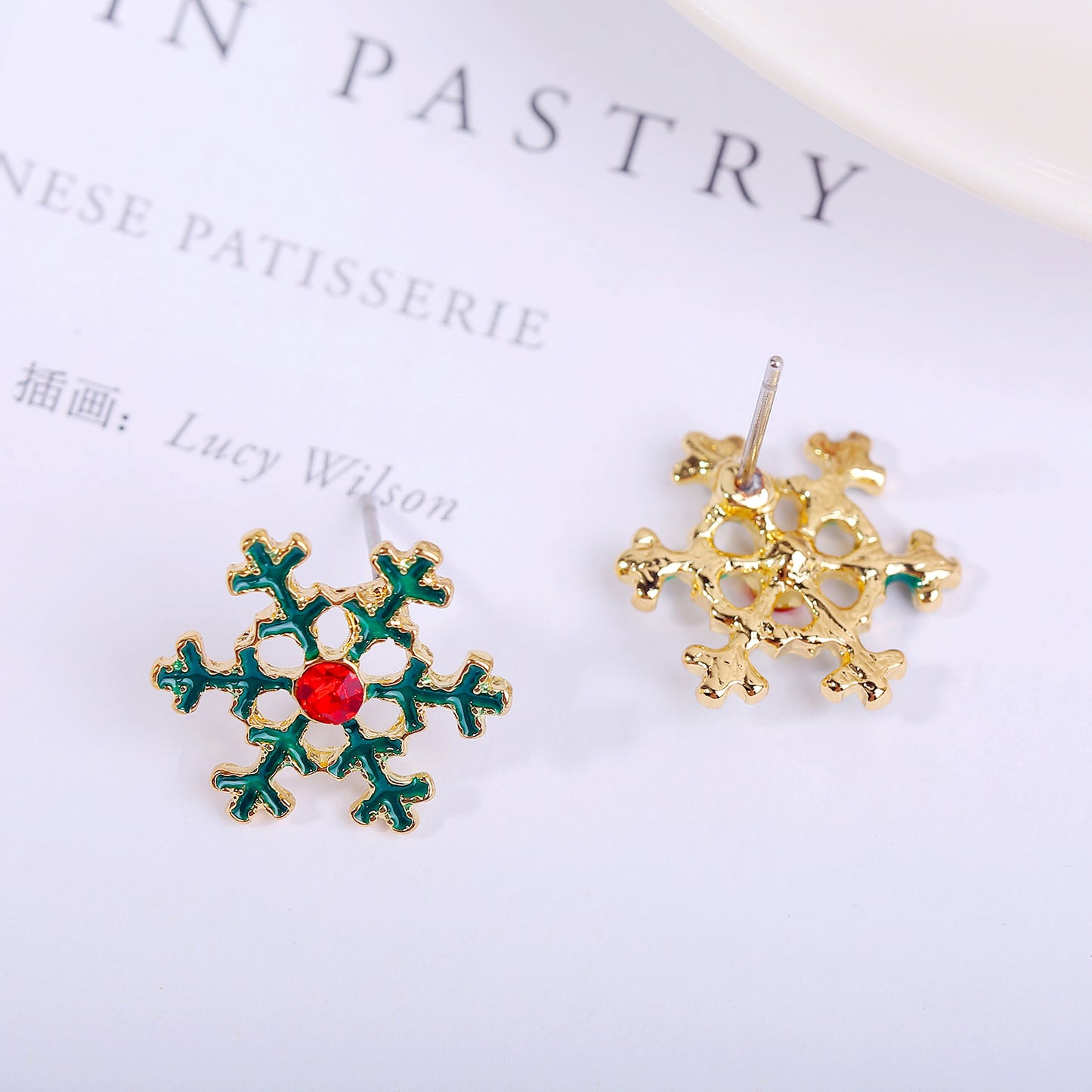 Snowflake Christmas Tree Earrings