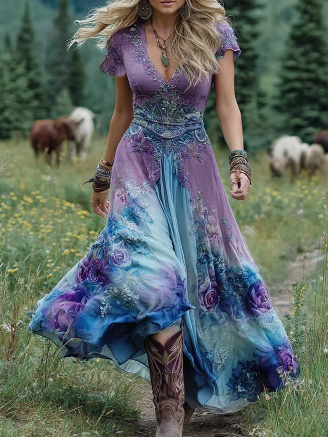 Denise™ Boho Floral Maxi Dress