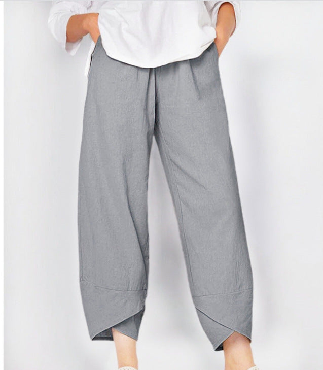 Elastic Waist Cotton Linen Loose Casual Pants