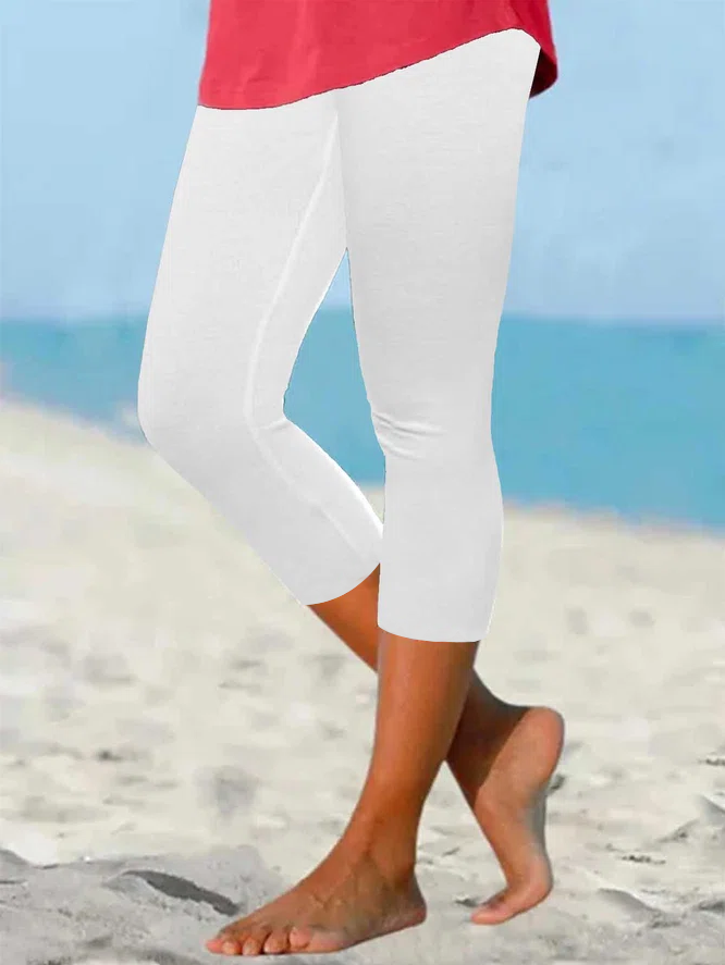 Solid Basic Capris Leggings