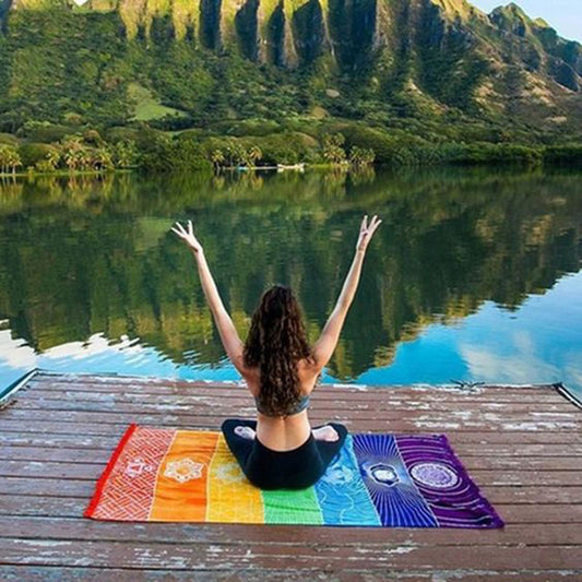 Colorful Mandala Printing Sun Protection Anti-dirt Multifuctional Carpet