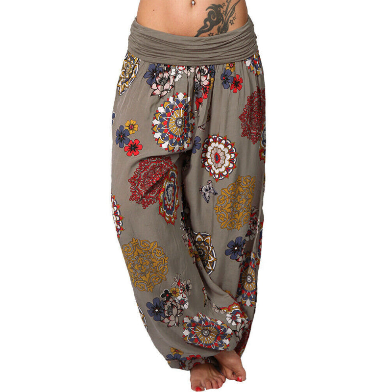 🔥[Clearance Sale]Featured Flowers Pattern Printed Harem Casual Pants