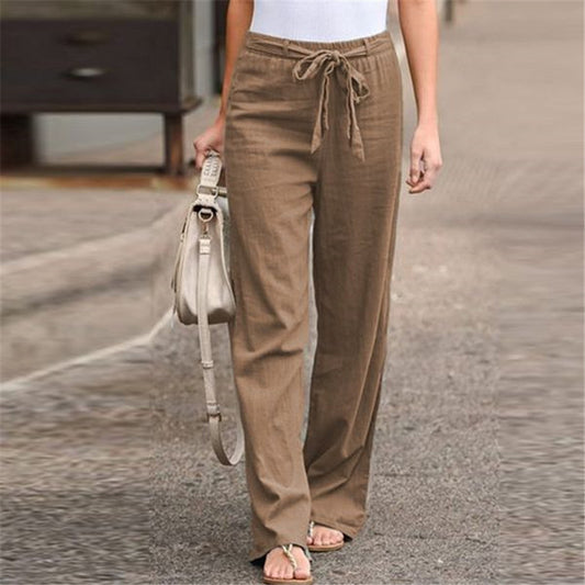 Solid Color Cotton Linen Casual Loose Pants
