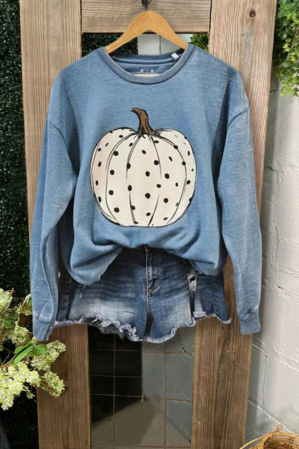 Casual Pumpkin Print Sweatshirt