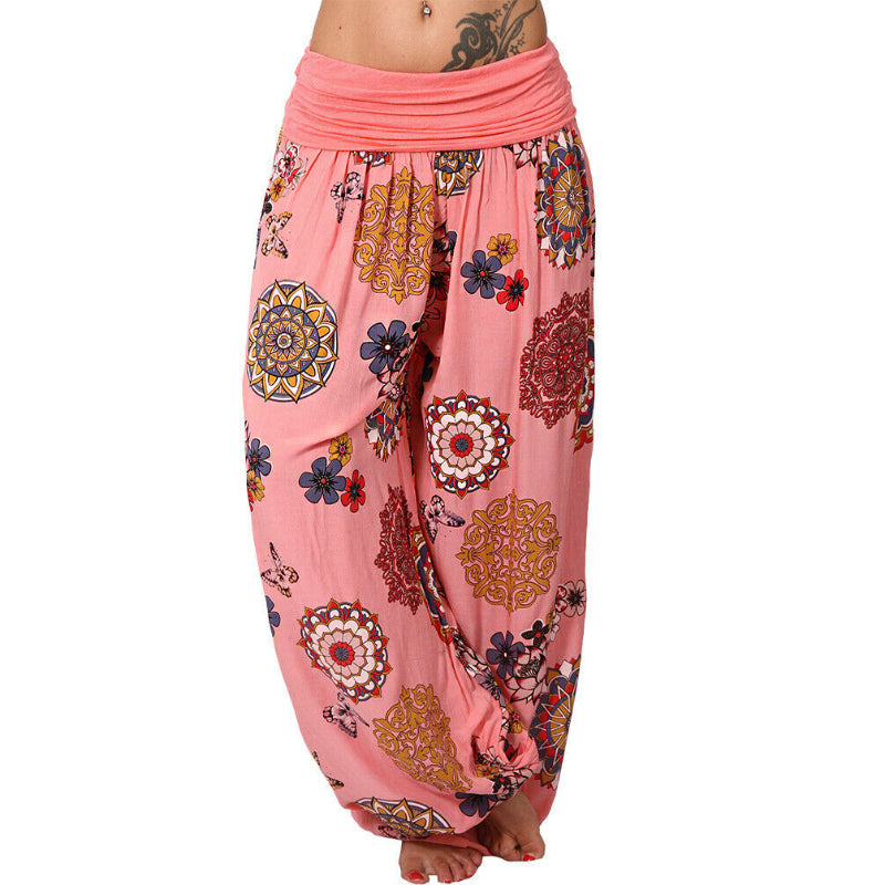 🔥[Clearance Sale]Featured Flowers Pattern Printed Harem Casual Pants