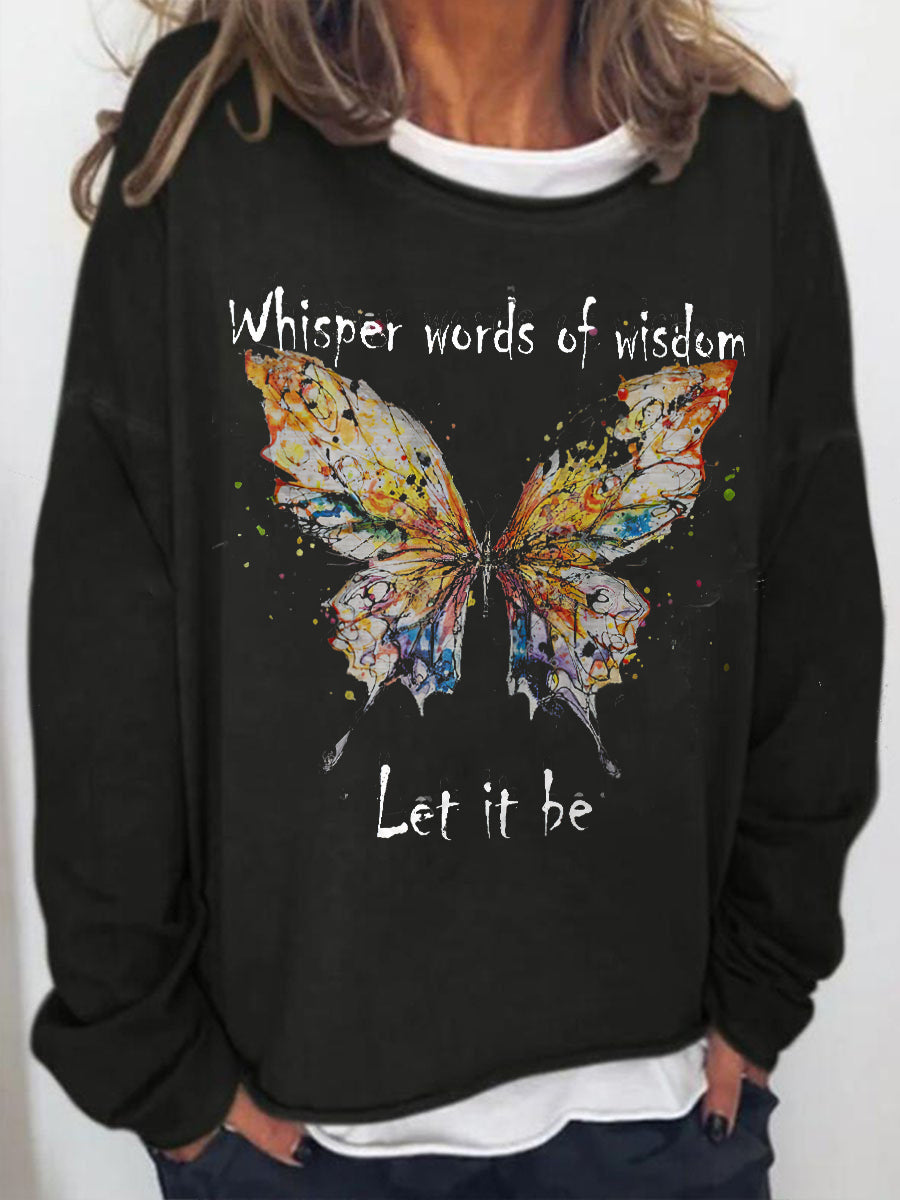Whisper Words Of Wisdom Butterfly Printed Women's T-shirt