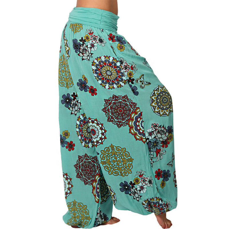🔥[Clearance Sale]Featured Flowers Pattern Printed Harem Casual Pants