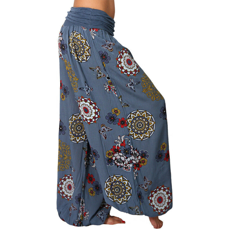 🔥[Clearance Sale]Featured Flowers Pattern Printed Harem Casual Pants