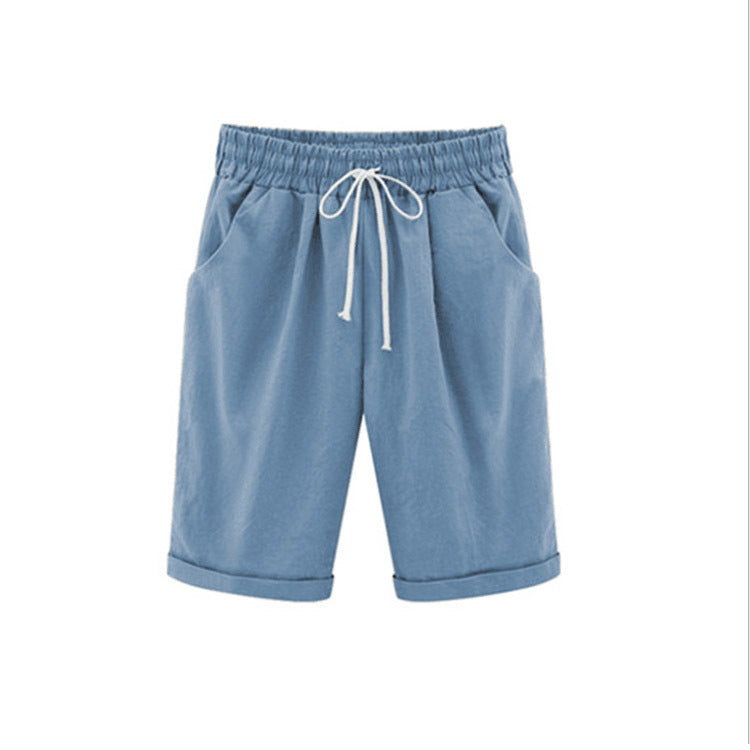 Summer Casual Solid Color Five-Part Pants For Women