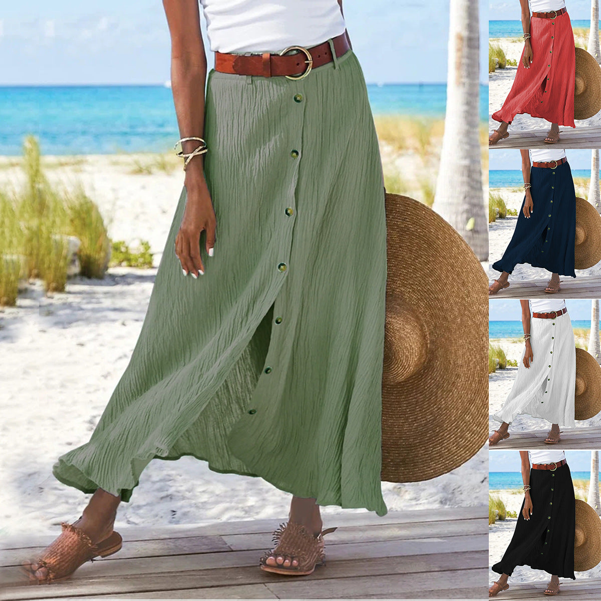 Women's Cotton Linen A-line Skirt